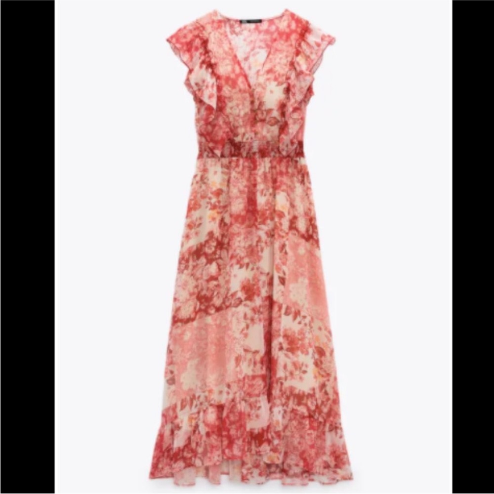 Zara Ruffled Print Dress - Small NWT